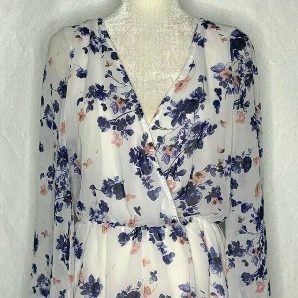 Cotton On Floral Romper S White Blue
