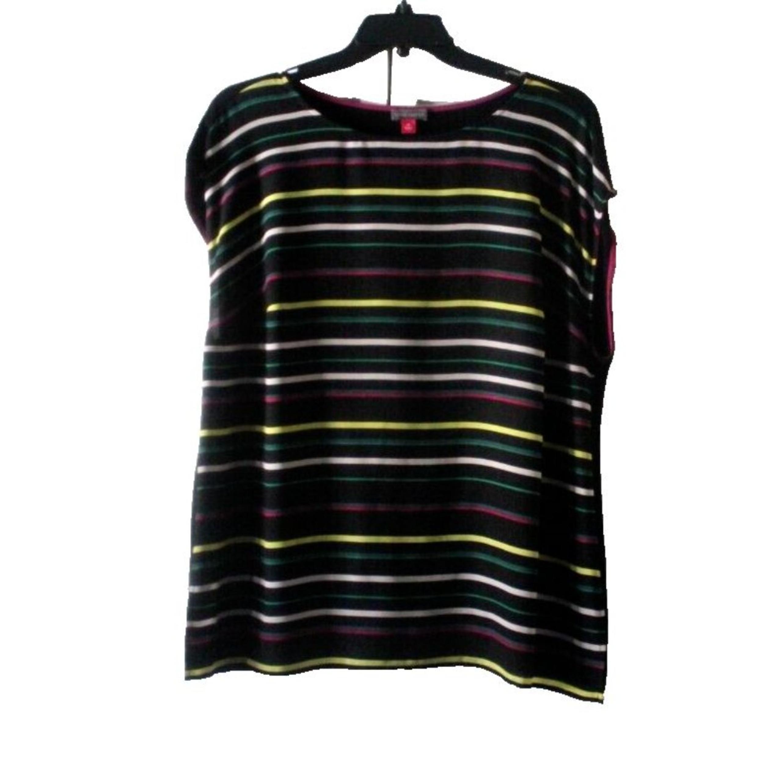 Vince Camuto Tunic Top Size 2X  Sleeveless Black With Multicolor Stripes