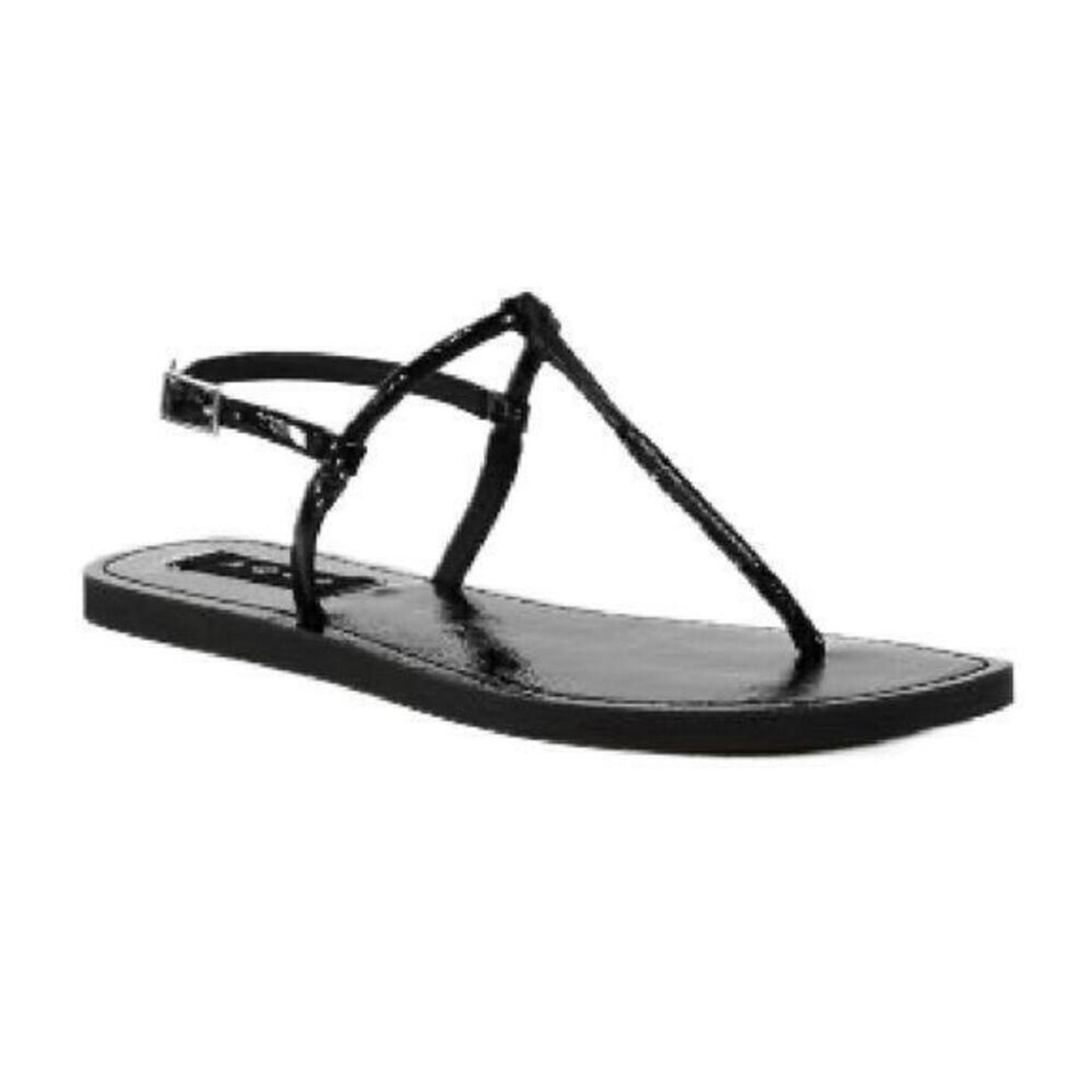 Aqua Zen Patent Strappy Sandals Black Size 8.5