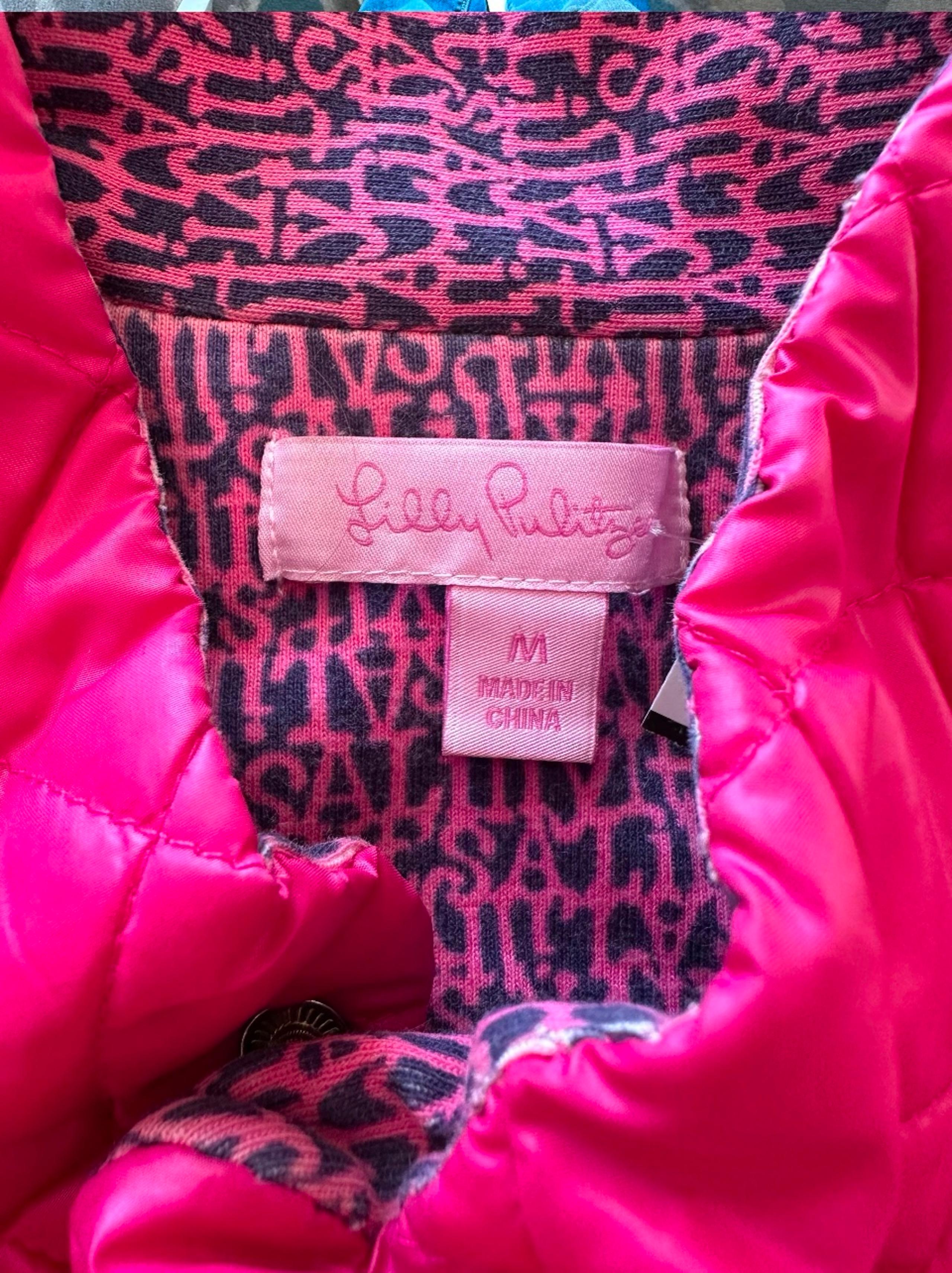 Lilly Pulitzer Womens Quilted Puffer Vest Pink Size M Barbie Pink *small flaw*