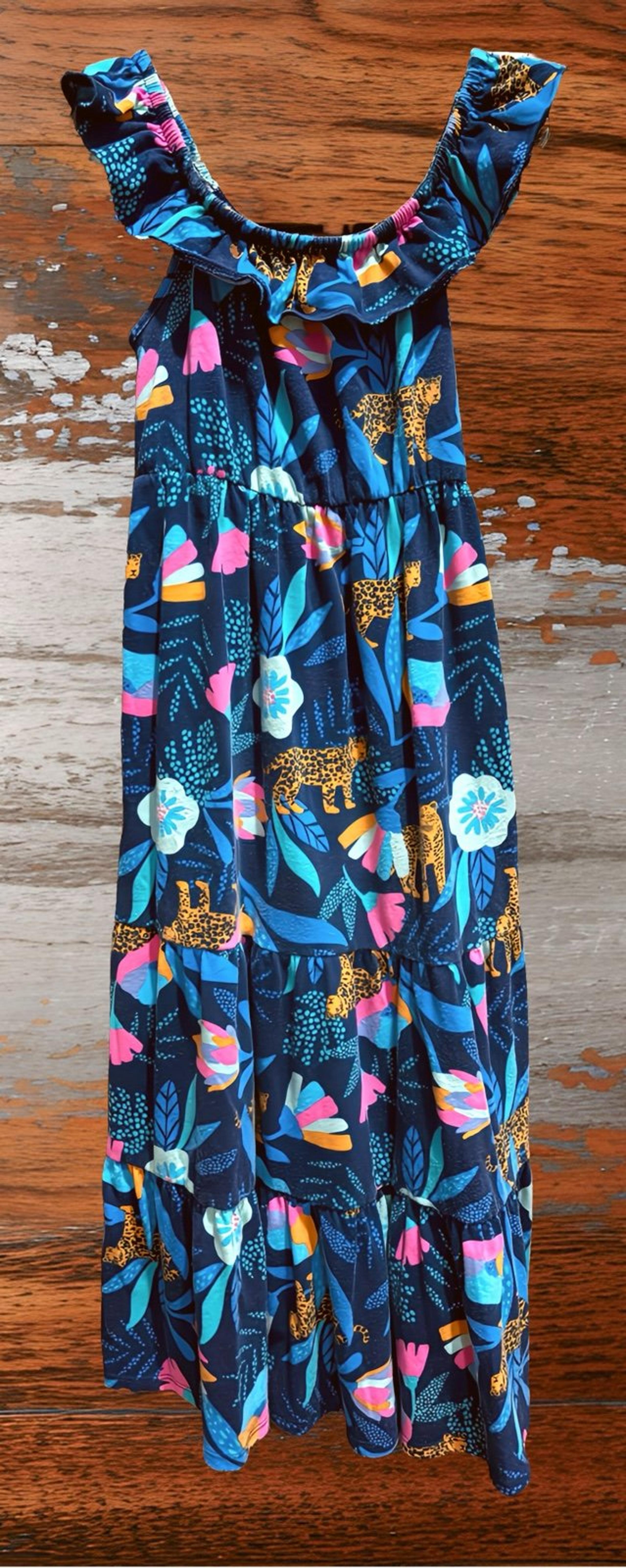 Cat & Jack Girls’ off -the -shoulder Tiger print dress Size:6/6X
