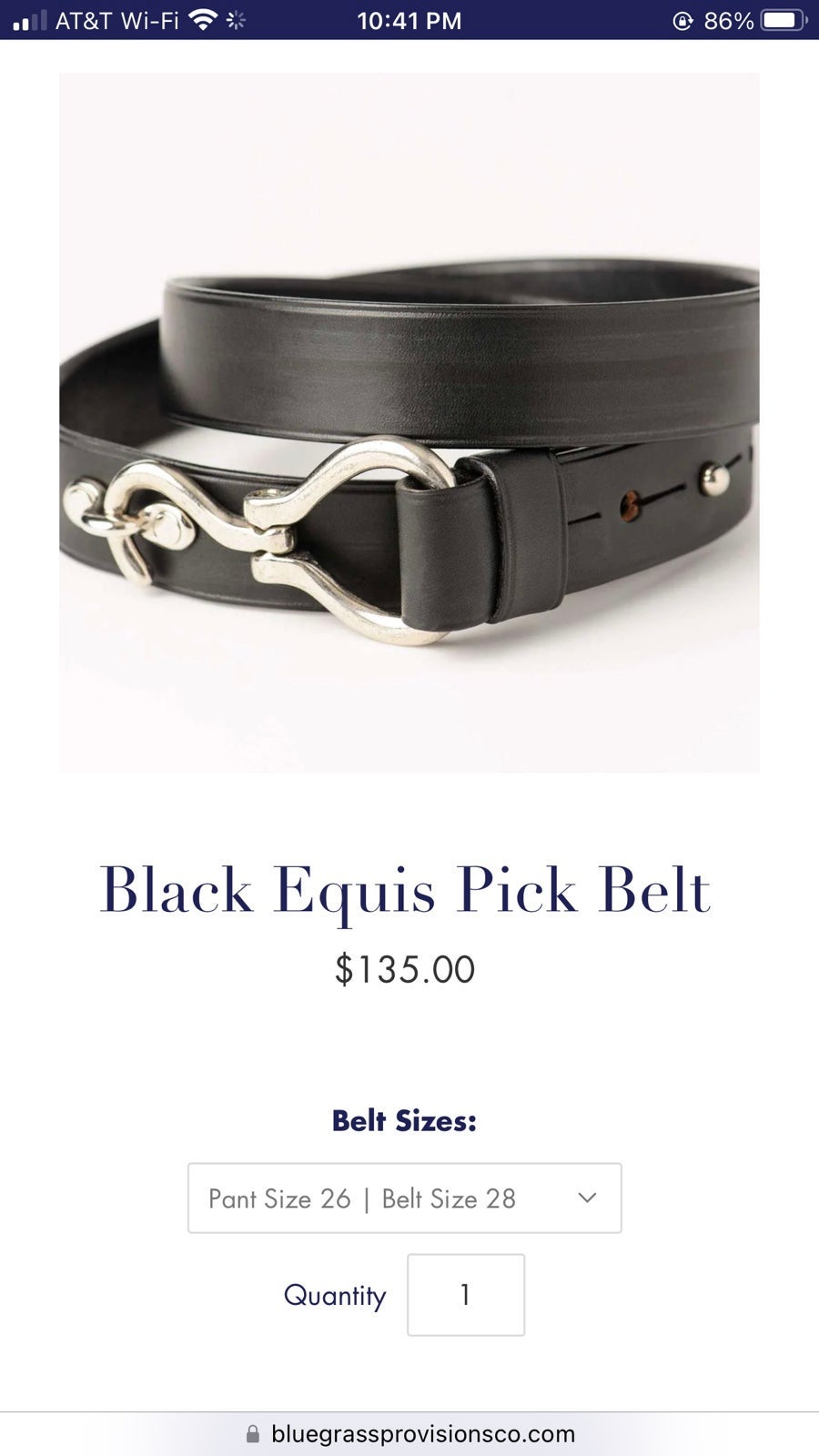 Bluegrass Belts Women’s Black Leather Belt. MSRP 135