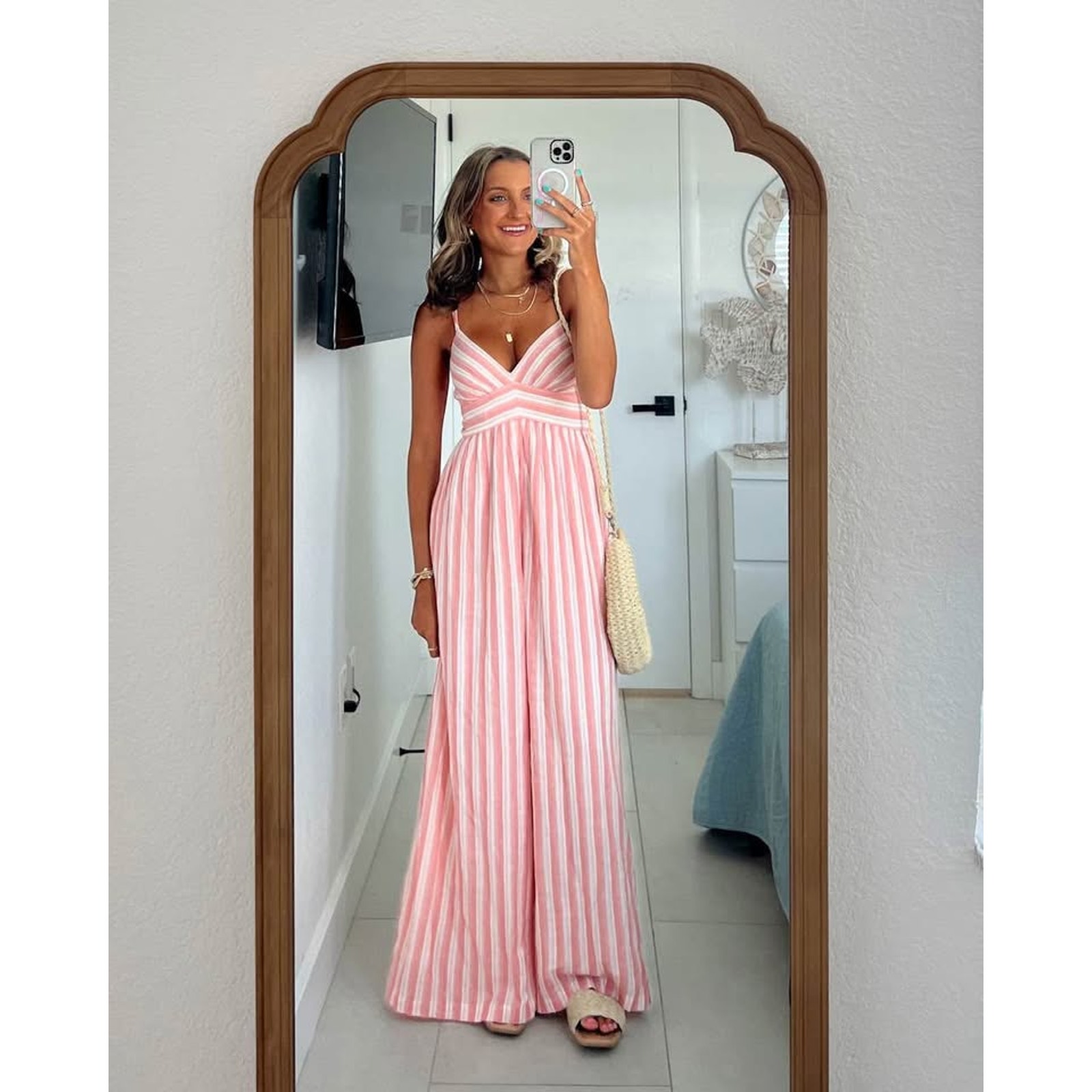American Eagle Women’s Striped Lightweight Ultra Wide Leg Jumpsuit NWT Sz XS