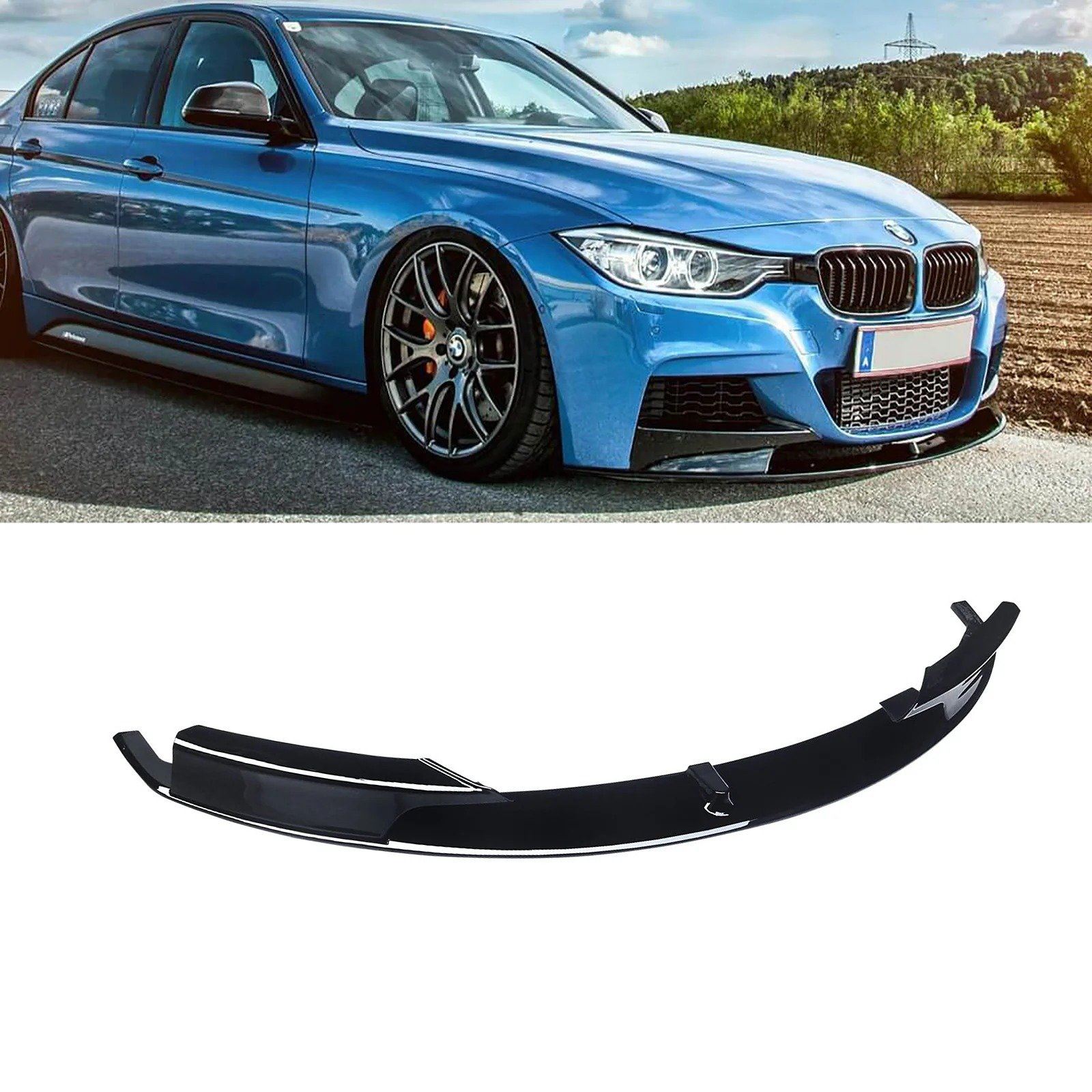 2012-2018 For BMW 3 Series F30 M Sport Style Front Lip PG Style Gloss Black