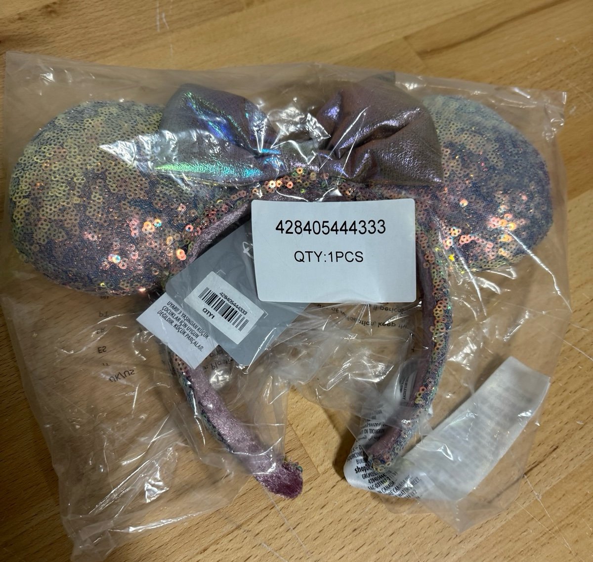 Disney Parks Walt Disney World 50th EARidescent Sequin Minnie Ear Headband NWT