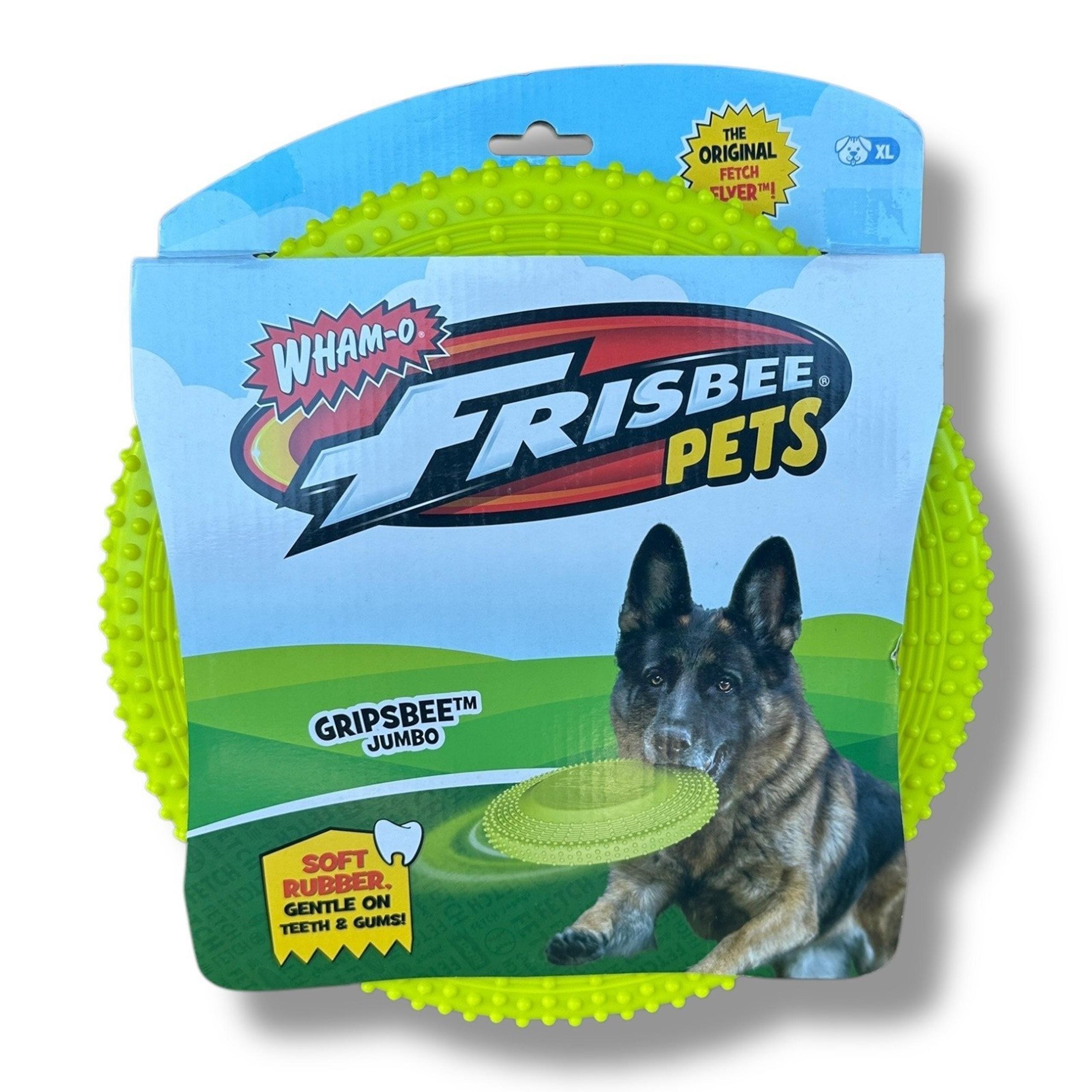 Whamo XL Gripsbee Jumbo Dog Frisbee Toy Bright Green Soft Rubber Nubby Floats