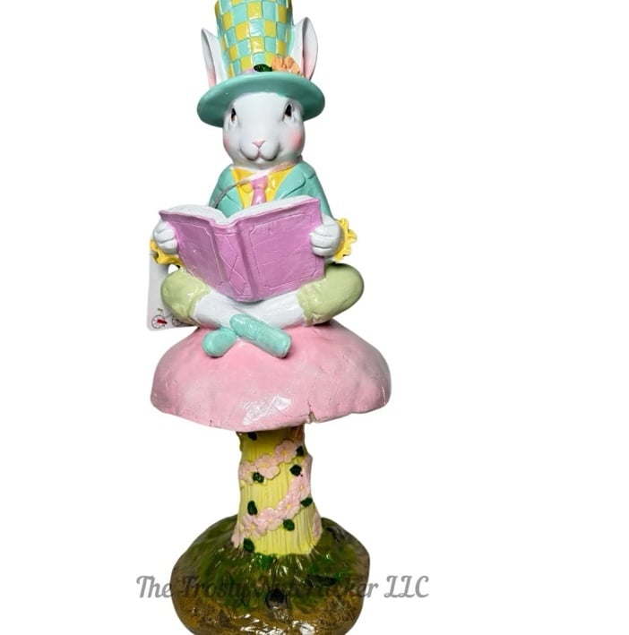 Cottontail Lane Mad Hatter Easter Bunny Book on Mushroom NWT Mackenzie Inspired