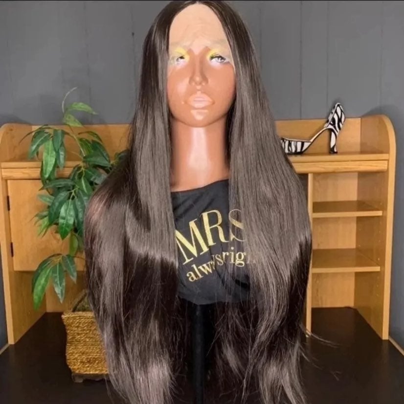 New 32inch Silky Jet Black Synthetic Hair Wig