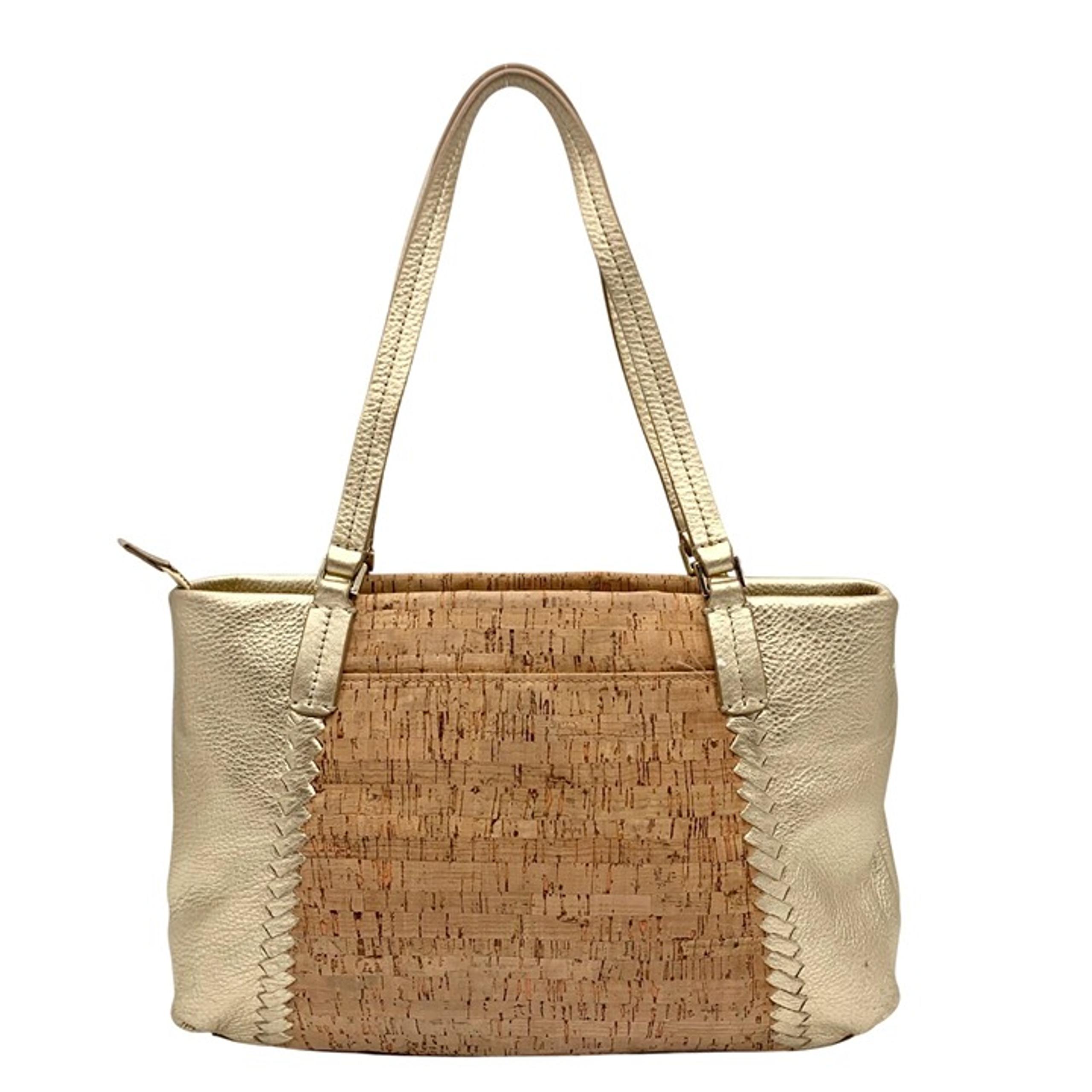 Jack Rodgers Metallic Gold And Cork Satchel