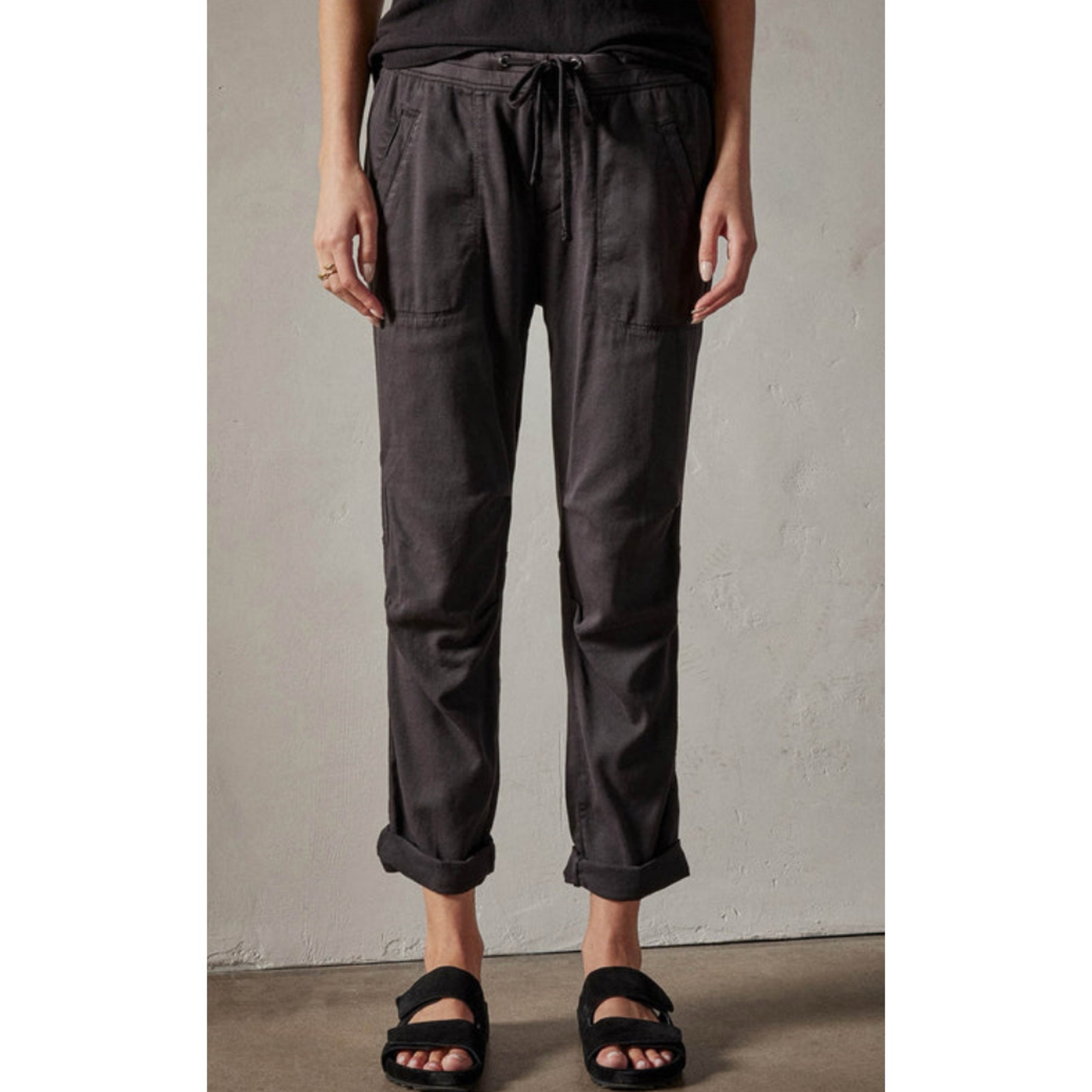 James Perse Soft Drape Utility Pant Carbon Pigment Cotton Women's L