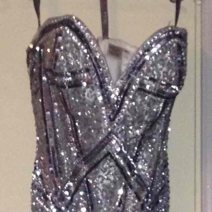 Silver prom dress.