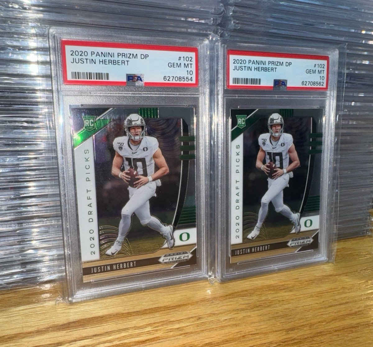 (2) 2020 Panini Prizm Justin Herbert RC DP Chargers QB PSA 10 Gem Mint - LOT 2