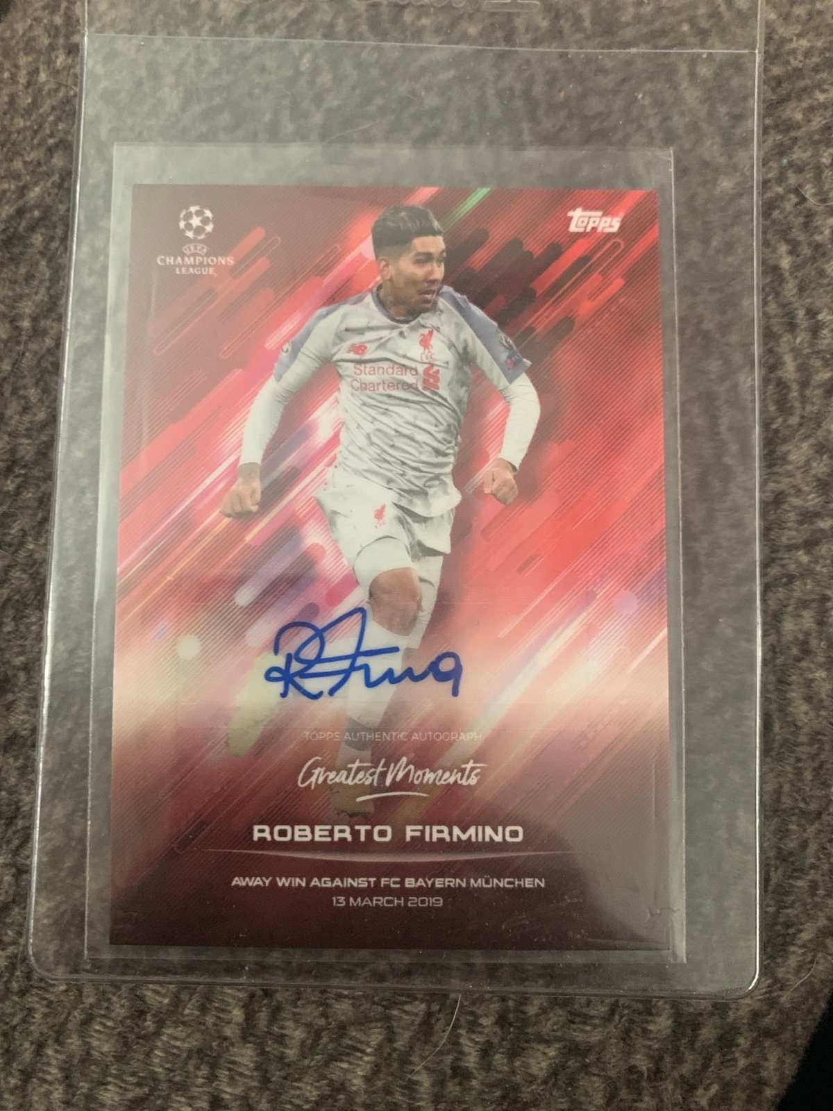 2021 TOPPS UEFA ROBERTO FIRMINO GREATEST MOMENTS AUTO mint