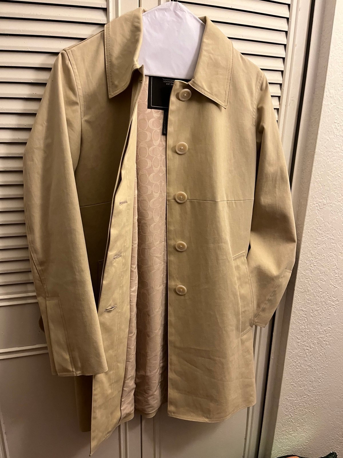 Coach Leatherware Tan Coat w/Hidden Buttons XS