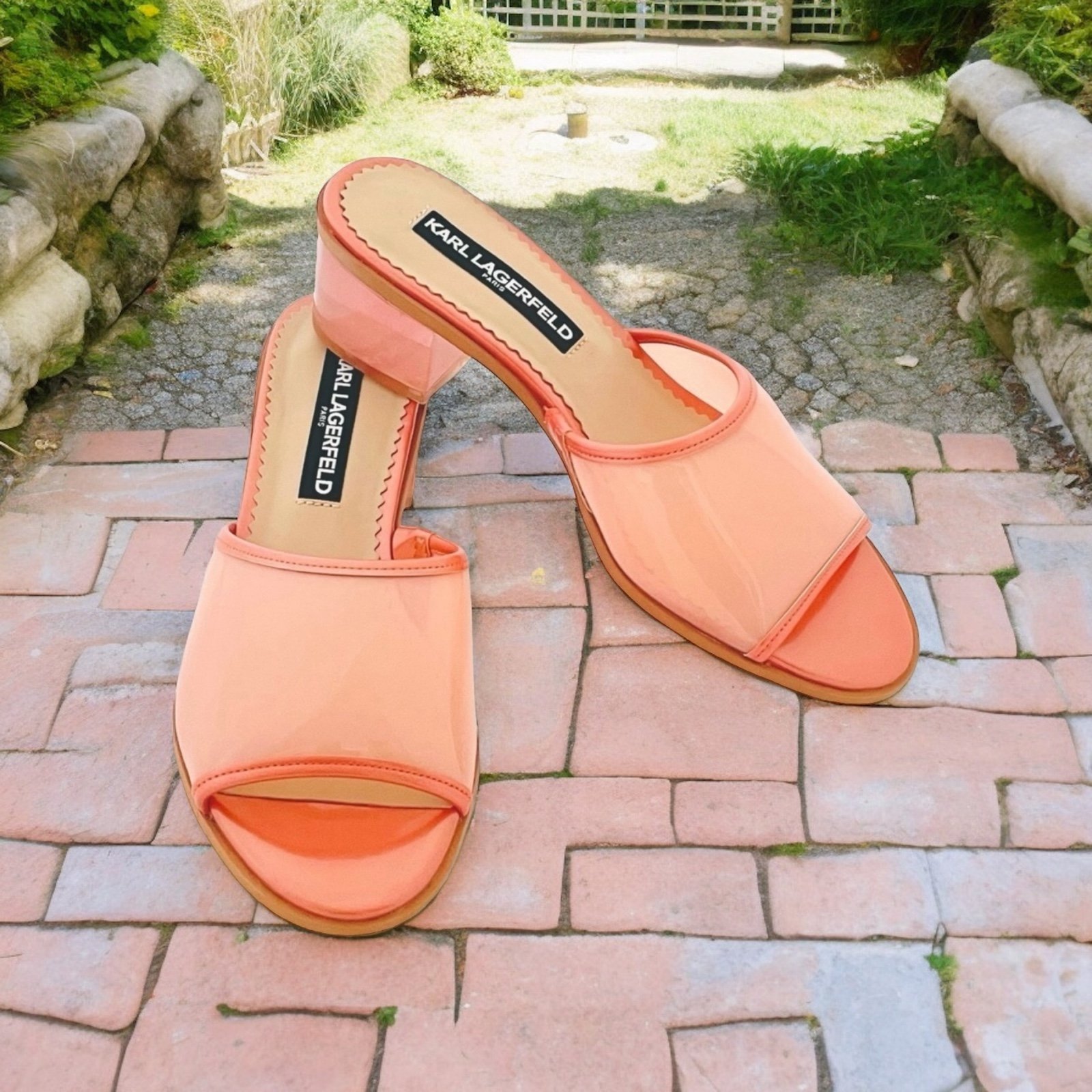 NIB KARL LAGERFELD Paris Faina Women's Sandals Transparent Slip-on Shoes Slides