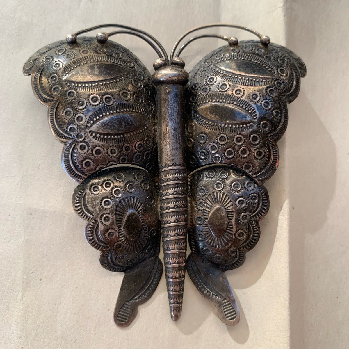 Rare Navajo Silver Butterfly Pin by Silversmith John Silver