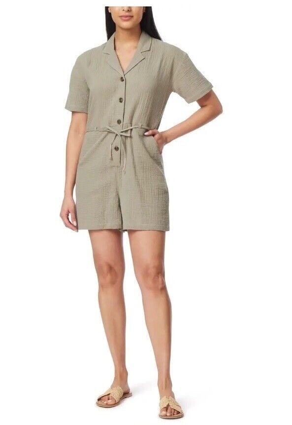 NWT C & C California Ray Button Front Double Gauze Romper - XS