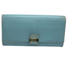 Authentic Chloe Pale Blue Leather Long Wallet / Clutch **WORN**