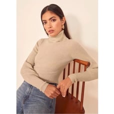 Reformation Cashmere Victoria Turtleneck Sweater in Sand Small