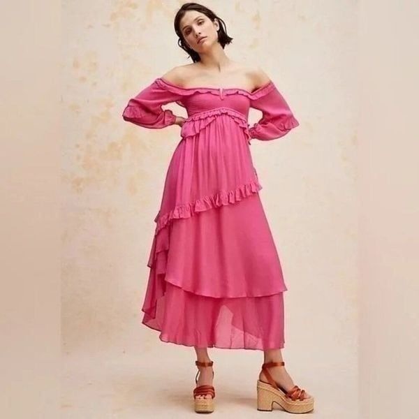 NWT Spell & The Gypsy Clementine Mermaid Maxi Dress Size Small Flamingo Pink