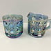 Vintage Indiana Glass Windsor Carnival Iridescent Blue Creamer & Sugar Bowl Set