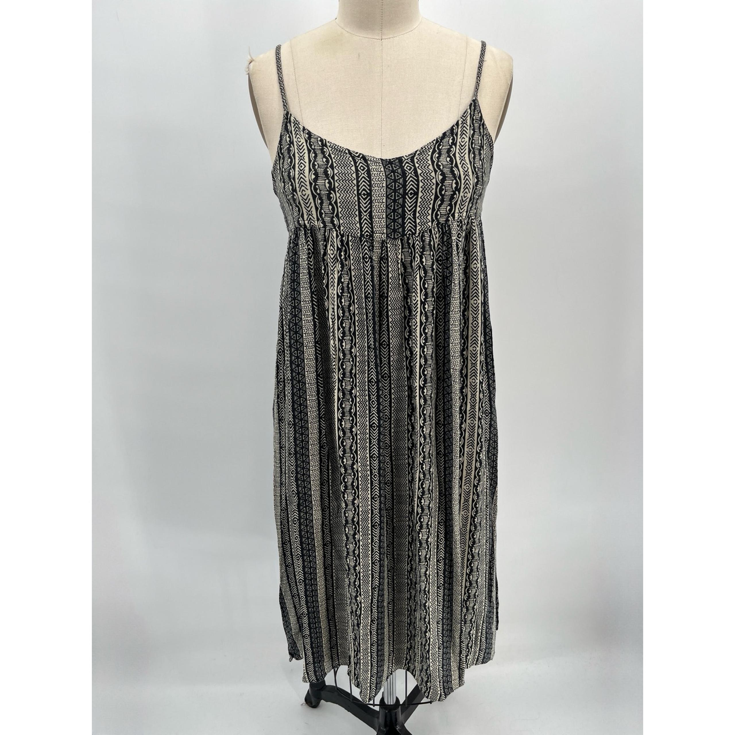 Ecote Spaghetti Strap Midi Dress Sz S Black Gray Southwestern
