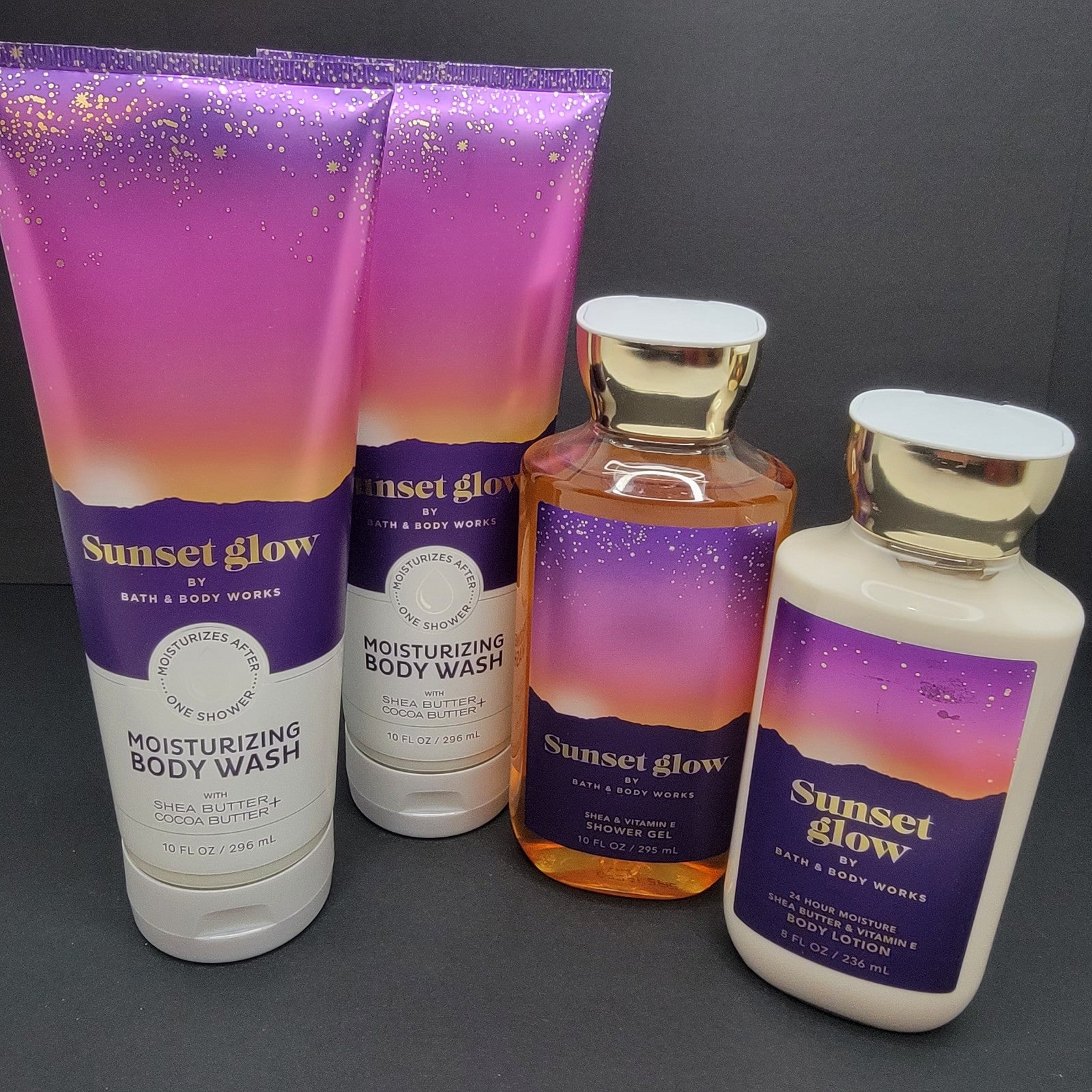 Bath & Body Works Sunset Glow Moisturising Body Wash Lotion Shower Gel 4-pack