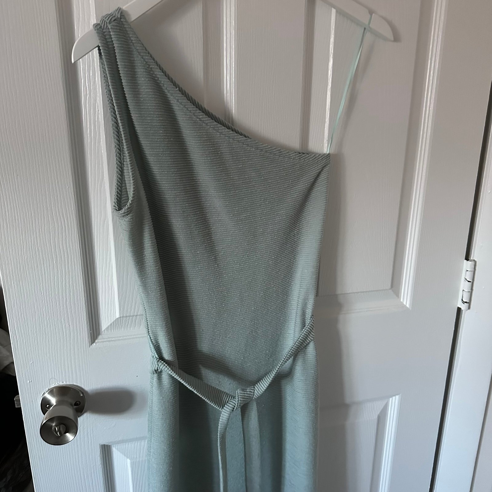 One Shoulder Light Blue Maternity Dress
