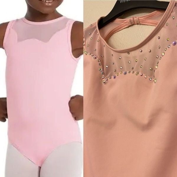 Weissman Balera Costume solo custom dance pink Scallop Neck Leotard MT11264 XLC