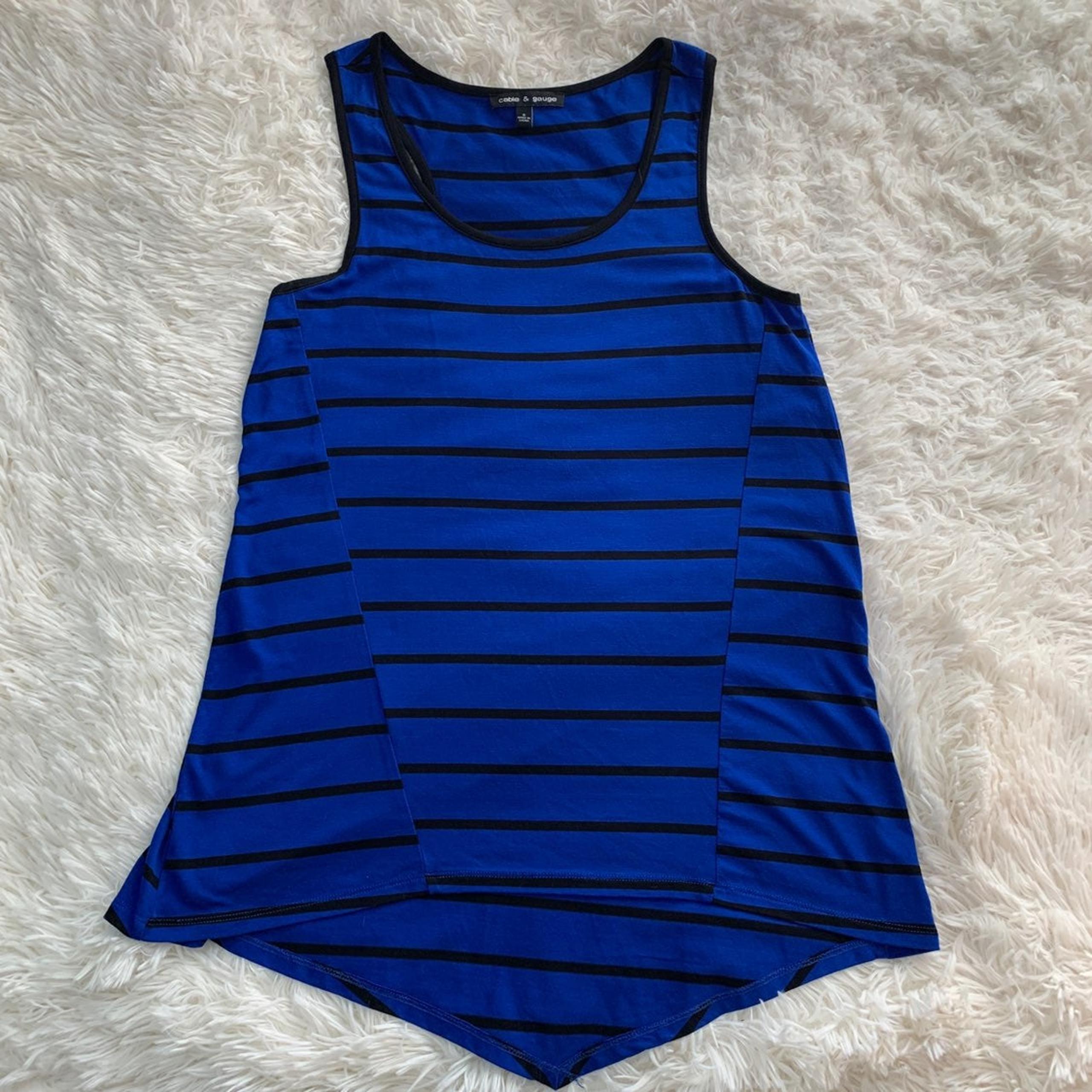 Blue and Black Striped Tank Top
