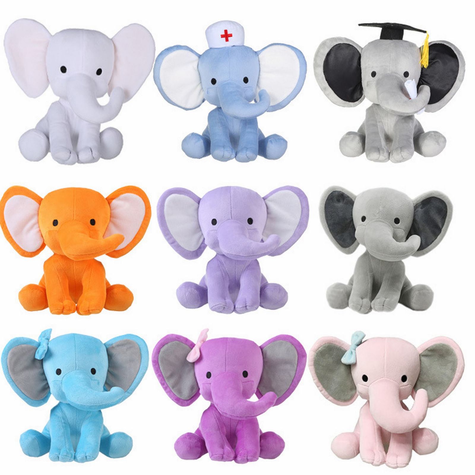 Cheap Soft Custom Stuffed Animal Elefante Peluche with Big Ears Colorful Baby El