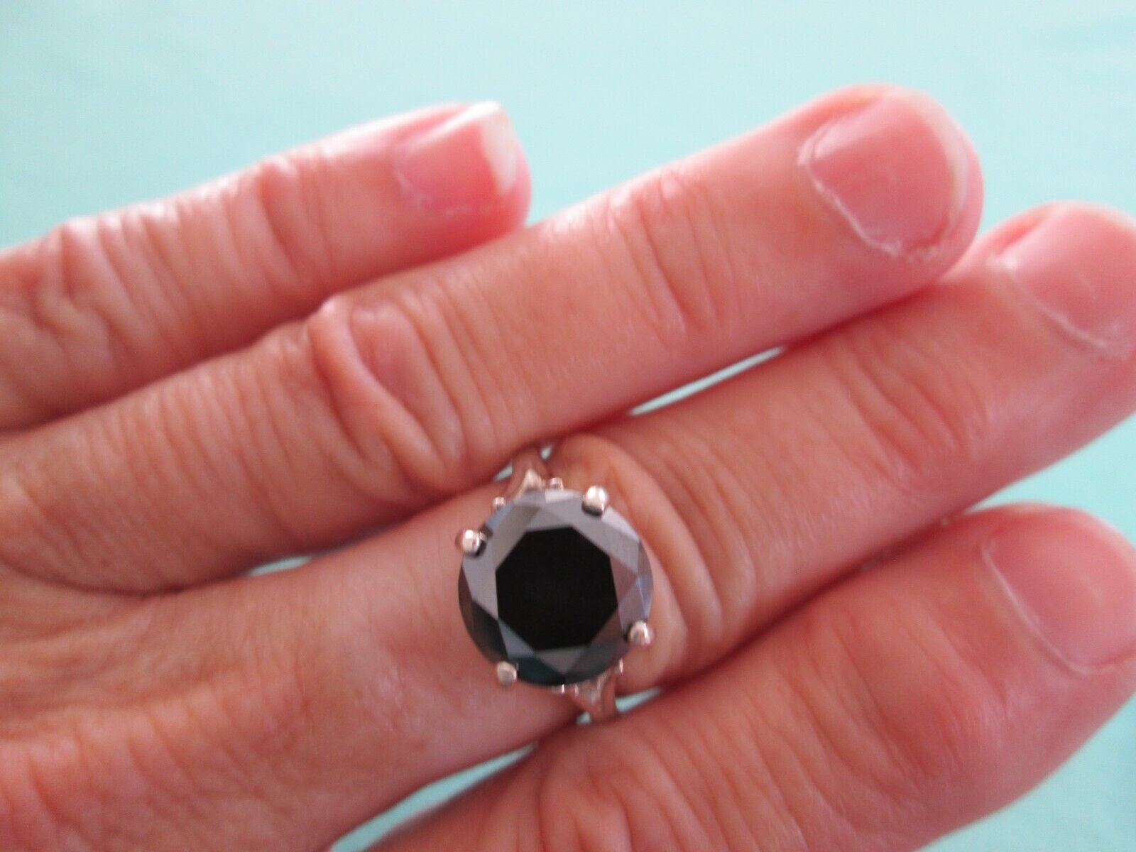 4.47ct 100% NATURAL REAL BLACK DIAMOND RING,FREE DIA TESTER, CERTIFICATE,SI ZE 1