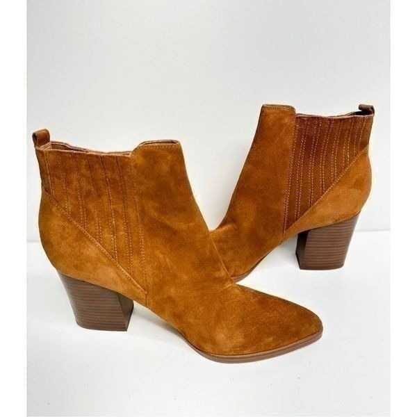 Marc Fisher Ava Pointy Toe Block Heel Leather Boots Size 11 New