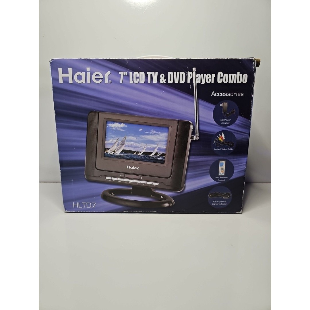 Haier 7 Portable LCD TV HLT10 with Remote, Adapters, and Accessories Tested