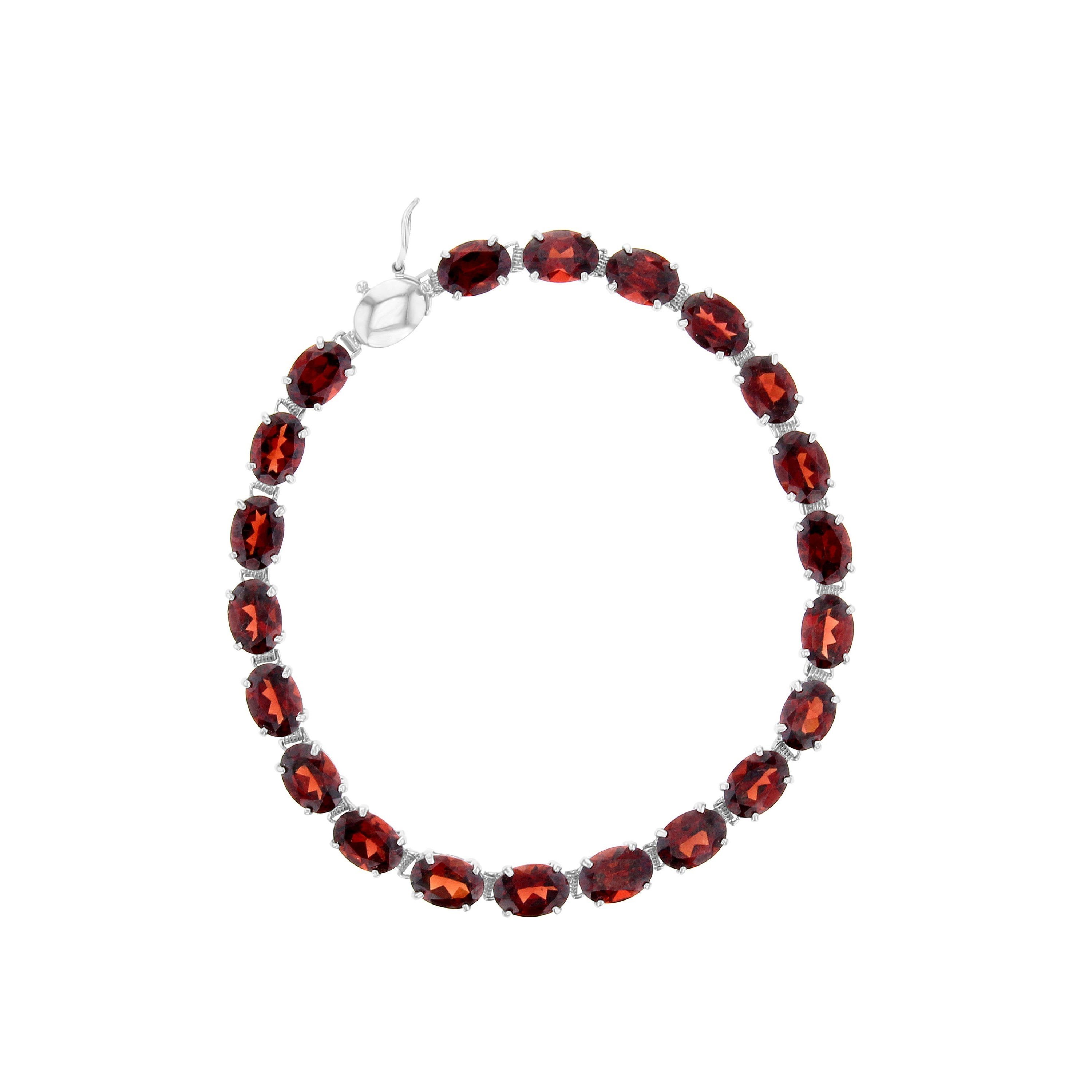 Oval Garnet Tennis Bracelet 21.00cttw 14k White or Yellow Gold