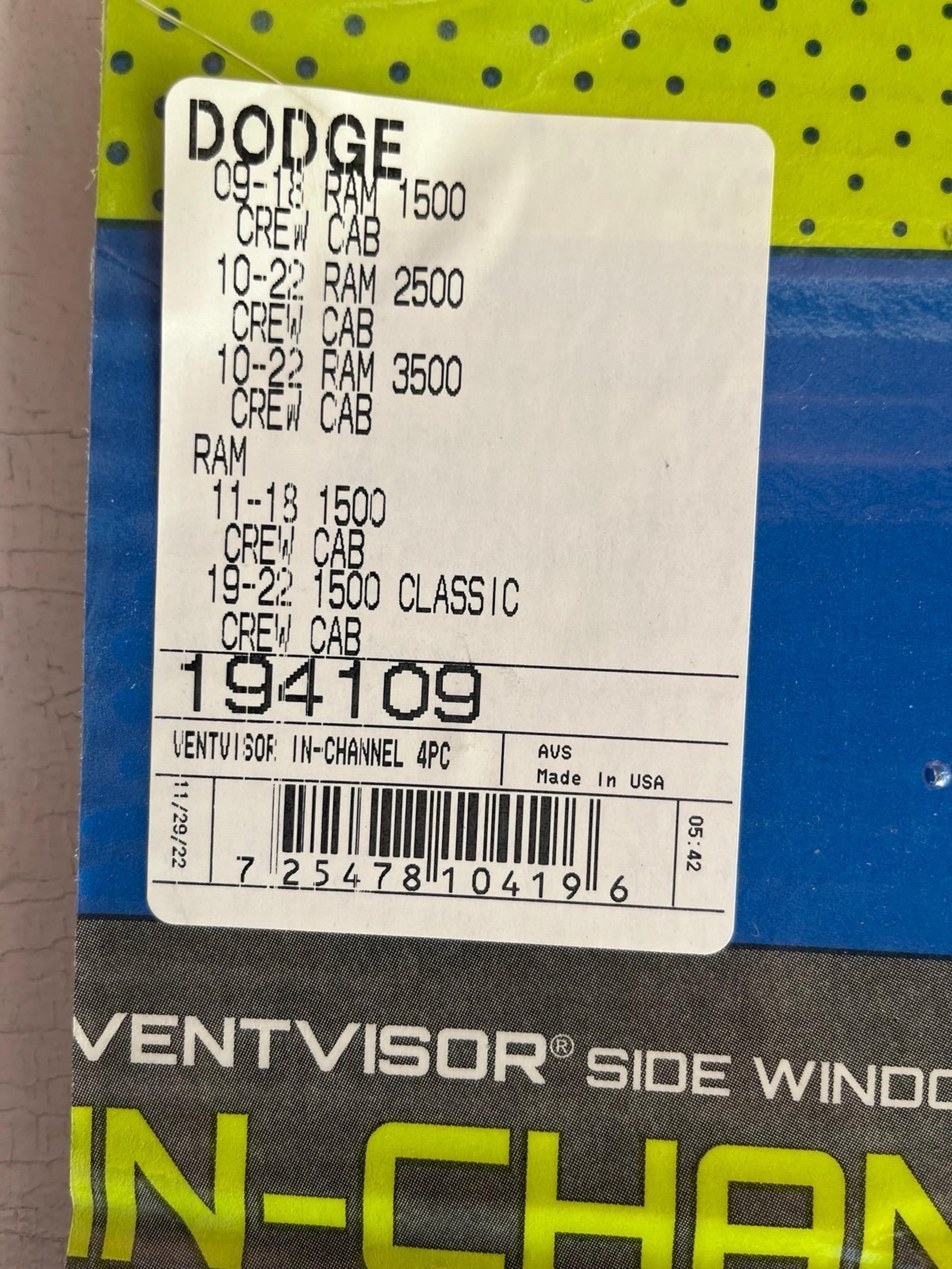 09-22 Ram 1500, 2500, 3500 Rain Guard