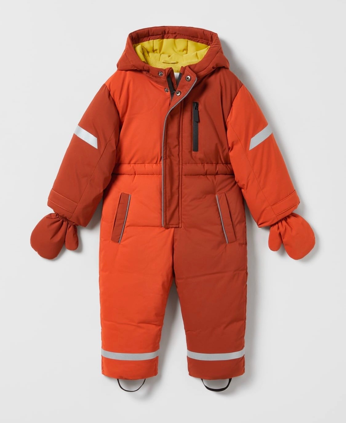 Zara baby toddler padded snowsuit 12-18 mo rust orange snow ski suit jumpsuit