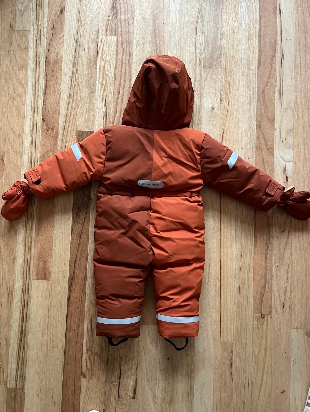 Zara baby toddler padded snowsuit 12-18 mo rust orange snow ski suit jumpsuit - detail