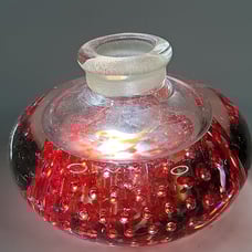 Vintage Bottle Red Hobnail as Faux Liquid Glass Paperweight & Focus Device