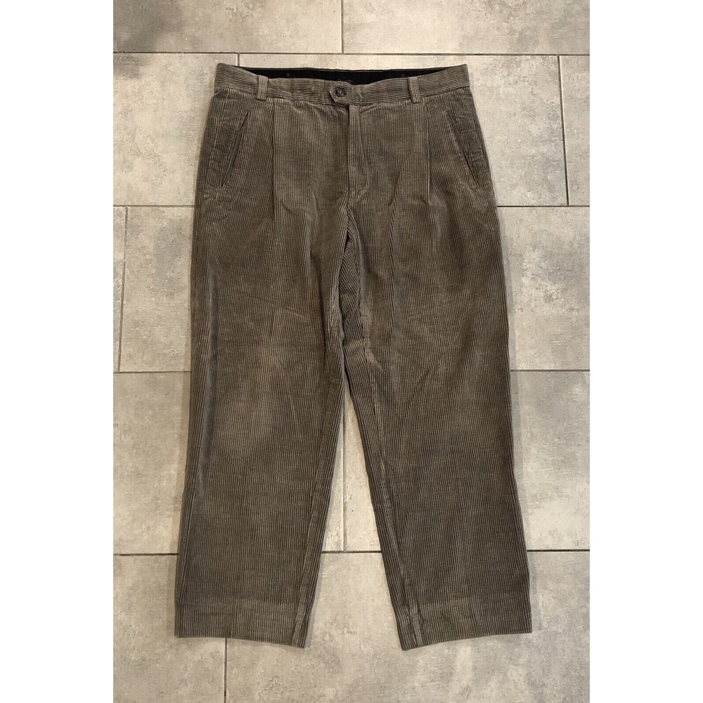 VTG Ermenegildo Zegna Cotton Trousers Men's 36x29 Brown Corduroy Straight Italy