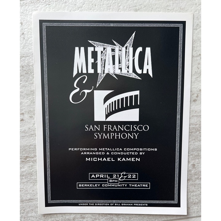 Bill Graham 1999 Metallica San Francisco Symphony Concert Program Michael Kamen