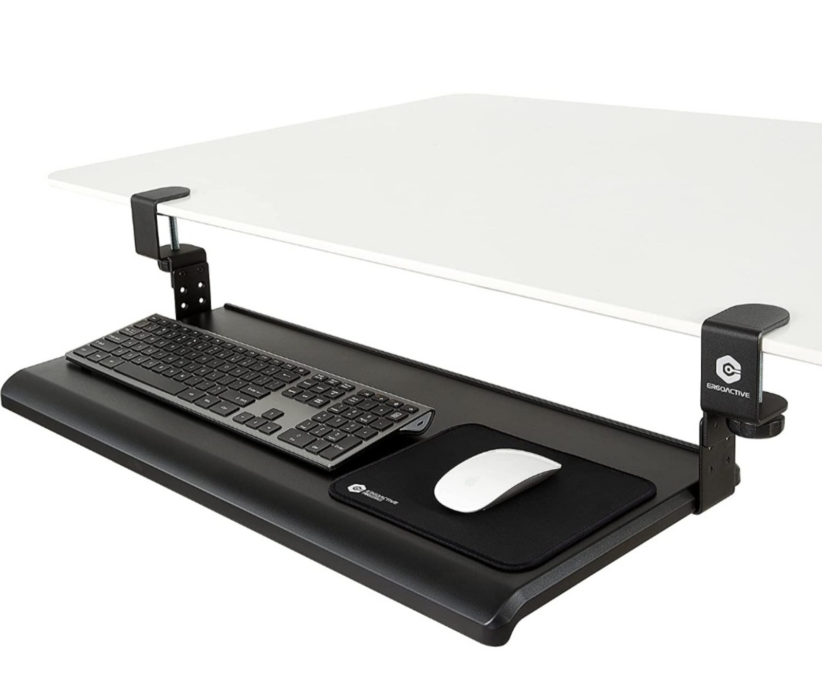 Height Adjustable Extra Wide Under Desk Keyboard Tray with Clamp On Easy Install