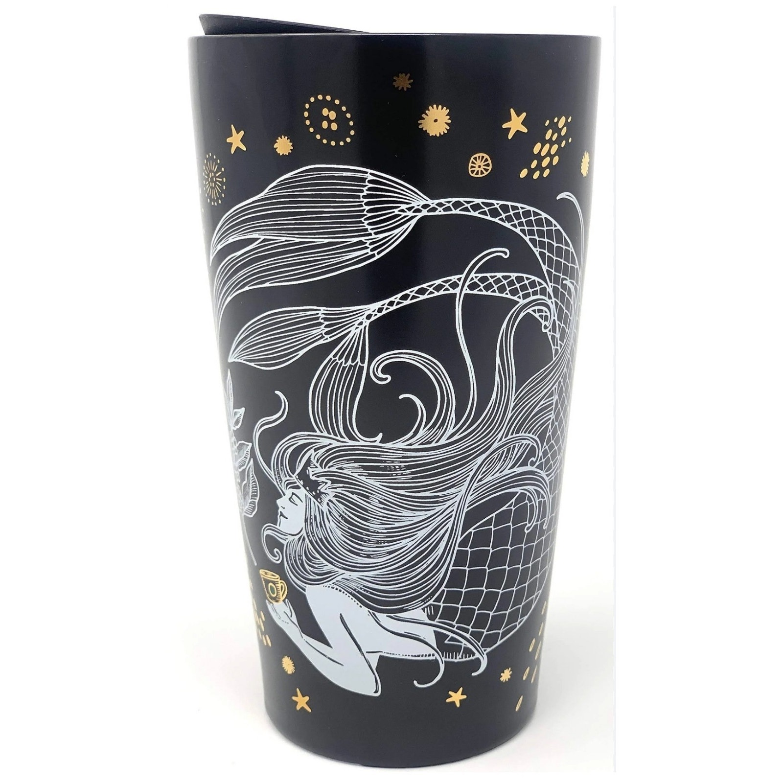 Starbucks 2019 Limited Edition 12oz. Mermaid Black Gold Ceramic Travel Mug NWT