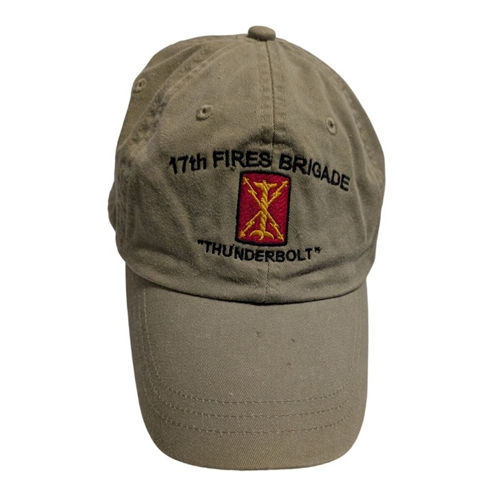 17th Fires Brigade Thunderbolt Cap Hat Army ADAMS Embroidered Olive Green