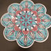 2 Turkish Ceramic Tile Trivet Multi color Flowers White Accents 7.25”