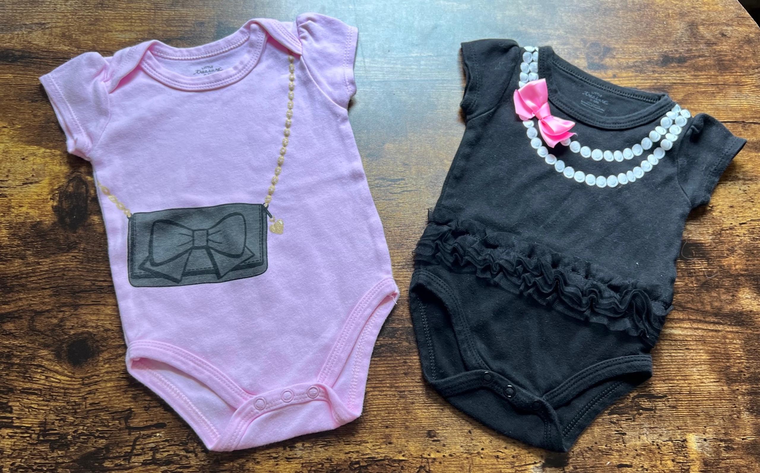 SET: LITTLE Treasure | 2- baby girl onesies. Size: 0-3M.