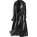 Black Women's Leather Sheepskin Trench Coat Black Vintage Coat