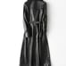 Black Women's Leather Sheepskin Trench Coat Black Vintage Coat