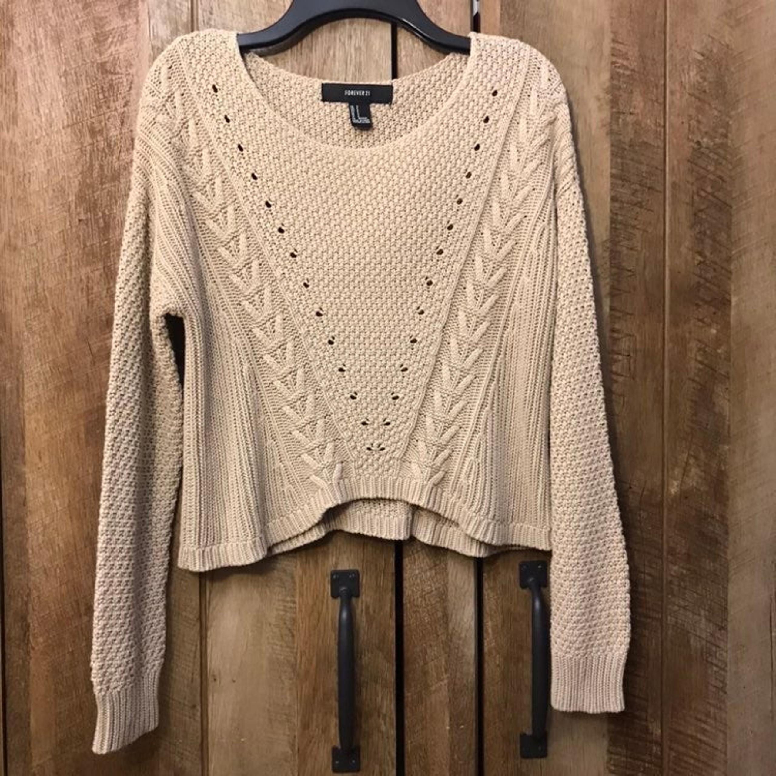 Forever 21 knitted crop sweater tan