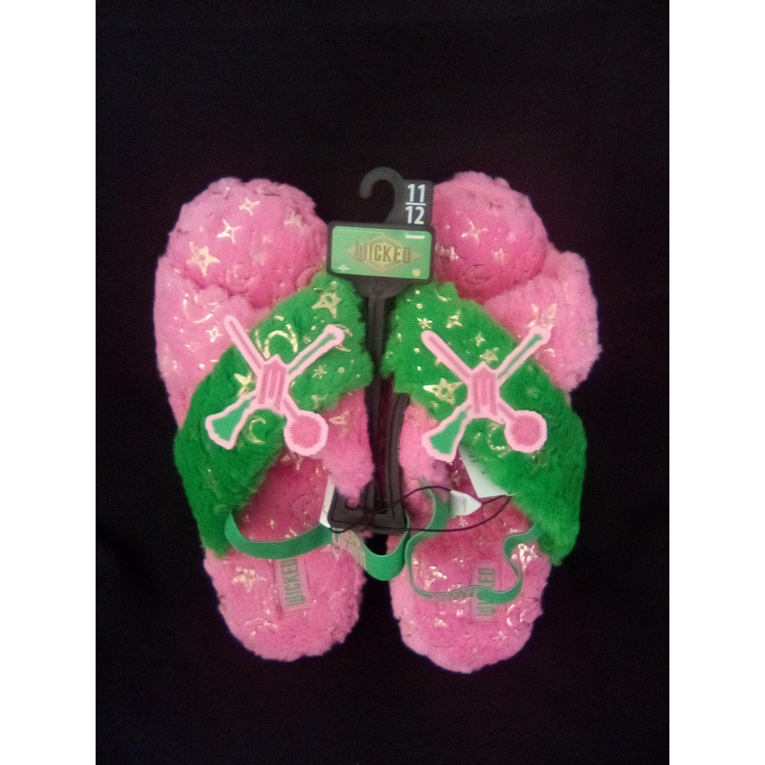 Ground Up Women's WICKED Fuzzy Pink/Green Slippers,